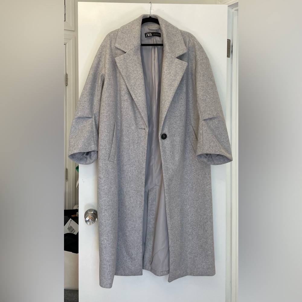 Zara light grey wool blend coat